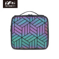 Cosmetic pu leather big capacity travel hanging makeup bag rhombic Hologram Laser Luminous bags