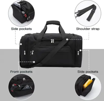 Sports Duffel Bag for Travel Gym Black
