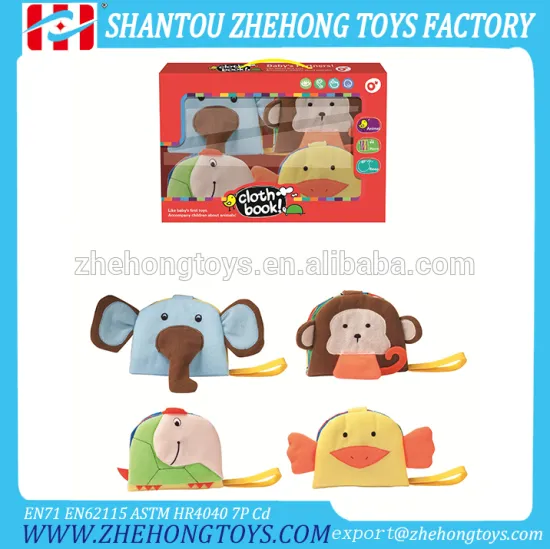 4 Assorted Animal Cloth Book For Baby Cloth Book