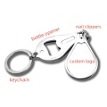 round Metal Bottle Opener Keychain with Laser Logo UV and Offset Printing Souvenir with Nail Clipper & UV Printing