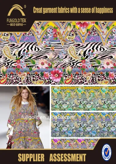 Customs Design Print Polyester / Spandex Stretch Fabric For Women's Garment