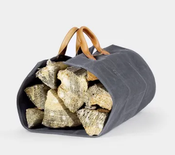 Custom high quality waxed canvas firewood carrier tote