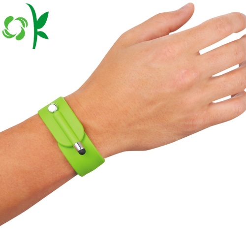 Friendly Silicone Printed Logo Slap Bracelet With Touchpen