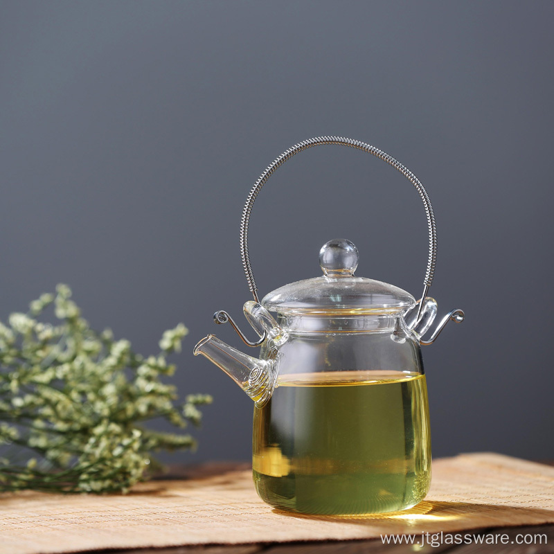 Heat Resistant Borosilicate Glass Flowering Teapot