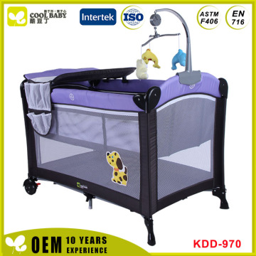 Convenient Mattress Baby Playpen Wheels With Brakes & High Fence For Kids' Safety