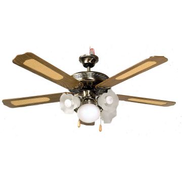 High-Power 52 Inch AC DC 220V/12V Ceiling Fan with Five Bulbs
