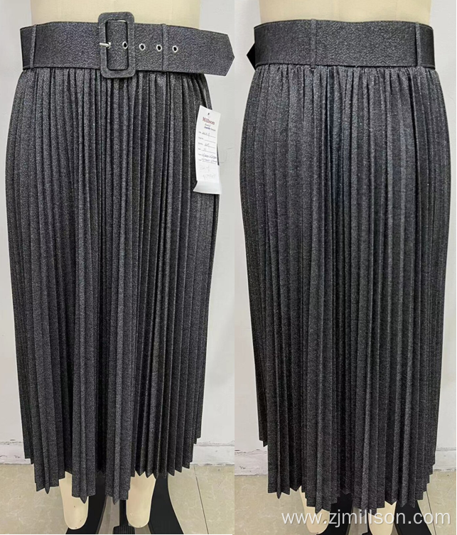 Autumn Women's Pleated Skirt with Adjustable Waistband