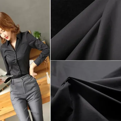 Cotton Black Shirt Fabric: Combed Cotton Breathable Poplin Clothing Fabric