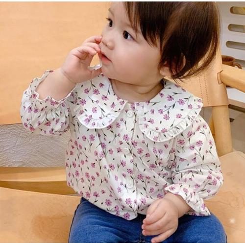 Camisa casual de manga comprida de outono da menina infantil