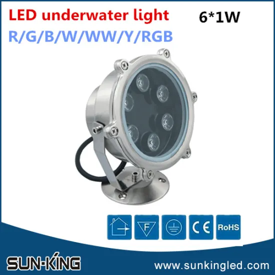 High quality 12V/24V led colorful changing underwater light 6W led rgb swimming pool lamp