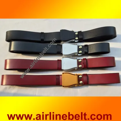 Top grade airplane buckle leather belt