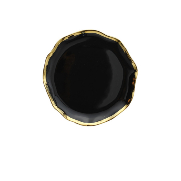 Wholesale Nordic Style Luxury Ceramic Gold Rim Black White Tableware Bowls and Spoons