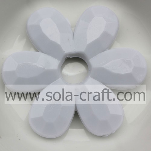 Cuentas de collar de joyería facetada flor sólida blanca acrílica de moda