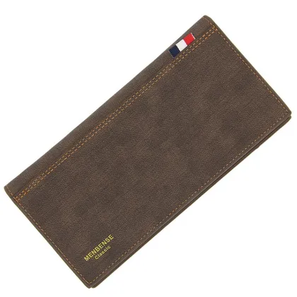 Men's PU Leather Long Wallet - Slim Design with Large Capacity Card Holder