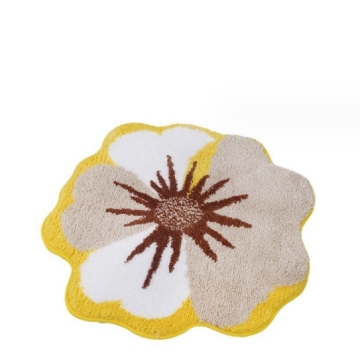 Floral Non-Slip Bath Mat: Cartoon Flocking Design, Absorbent, Toilet-Shaped, Thickened Carpet - Hand Washable