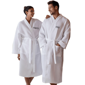 China custom embroidery bath robe/wedding waffle couple bathrobe Factory