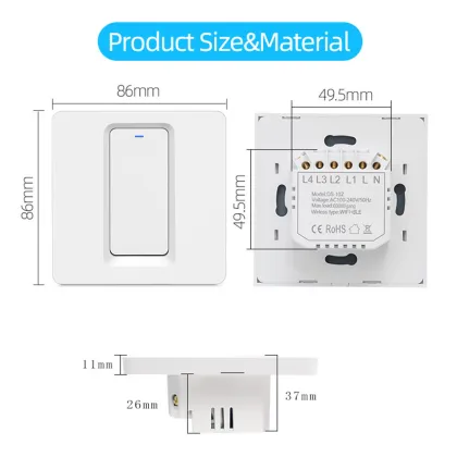 Smart Zigbee Wall Touch Switch: Compatible with Alexa, Google Home, SmartThings & Neutral Wire - 1/2/3 Gang Switches