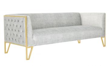 Luxury light grey fabric rhomboid design sofa