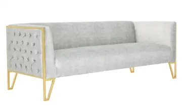 Luxury light grey fabric rhomboid design sofa