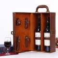 Boîte en cuir personnalisée à double pack de vin