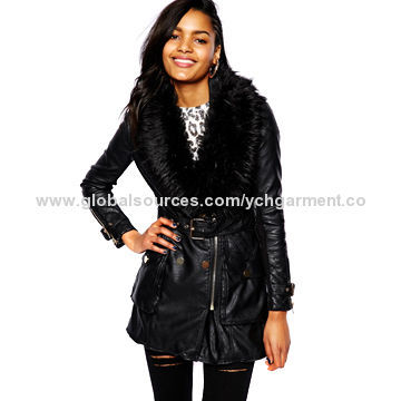 Women's faux fur sexy winter biker coats