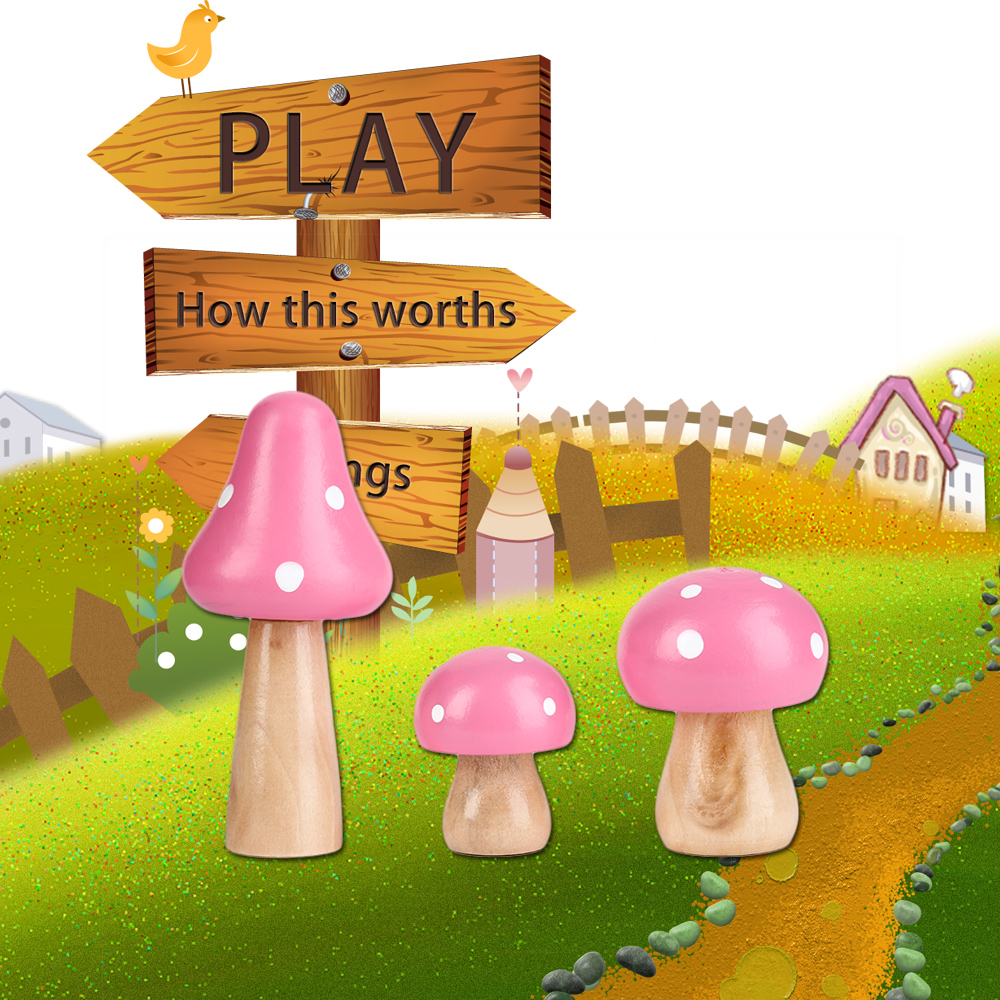 3 pcs/Set Wood Mushrooms Miniature Fairy Garden Home Decoration Craft Micro Landscape Decor DIY Gift Moving Forest