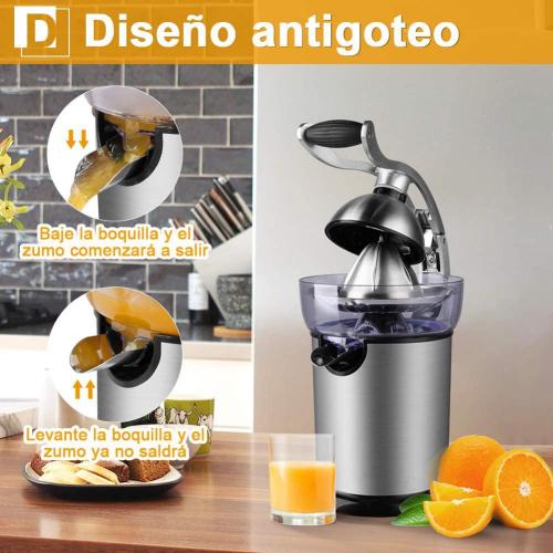 130 W Elétrico Citrus Juicer Laranja Limão Limão Grapefruit Juicer Corpo em Aço Inoxidável e Filtro e Extrator de Prensa de Cone Laranja