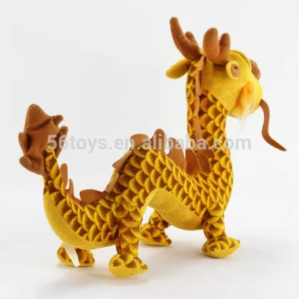 Custom yellow chinese dragon stuffed toys, dragon plush toy wholesale