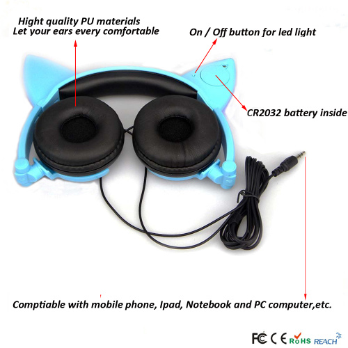 Casque d&#39;écoute pliable de concepteur de ventes d&#39;oreille de chat de cosplay