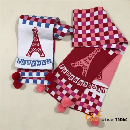 Children Knitting Multicolor Plaid Jacquard Scarf