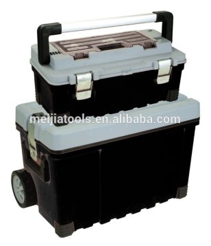 Trolley Plastic Tool Box with retractable handle and wheels/convenient to carry tools any where/Rolling heavy duty tool box