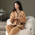 Winter coralwool pajamas with extra cardigan for women