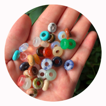 5mmx10mm Flat Beads: Natural Crystal Agate and Jade Large Hole Abacus Beads for DIY Braided Rope Handcrafts