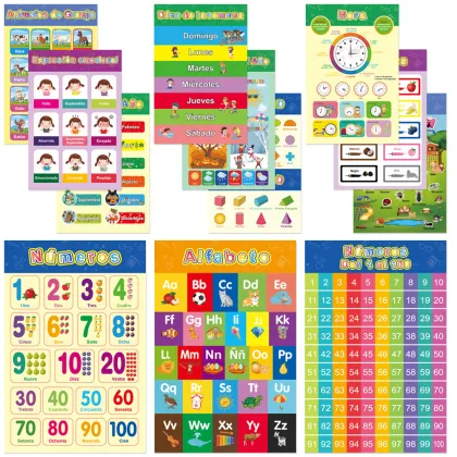 Educational Spanish Preschool Poster with Glue Point Dot