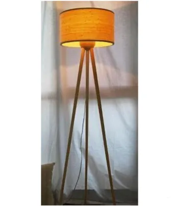 Home lighting fabric lamp shade wooden standing floor lamp tripod floor light
