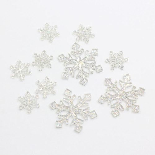 Hot koop Sneeuwvlok Transparante Plaksteen Hars Cabochon Voor DIY Art Decor Slaapkamer Bureau Ornamenten Kralen Charms