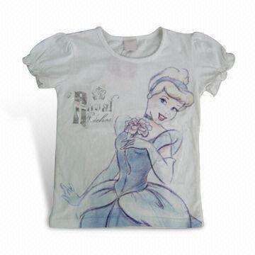 Girl's Short-sleeve T-shirt, Measuring 92% Cotton and 8% Spandex