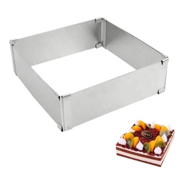 Vòng mousse vuông bằng thép không gỉ có thể điều chỉnh - Công cụ nướng 6 đến 11 inch