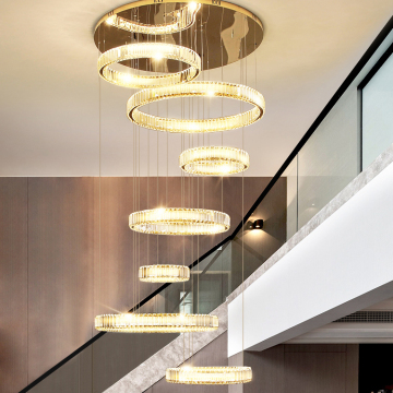 Modern Luxury Crystal Chandelier for Duplex Staircases and Villas