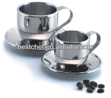 Cappuccino cups with saucer stainless steel