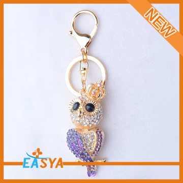 Kualitas tinggi Rhinestone Owl liontin Keychain