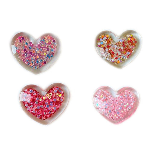 Kawaii Glitter Stars Heart Flatback Resin Cabochons Ornament Embellishments for Craft Scrapbooking Jewelry Making