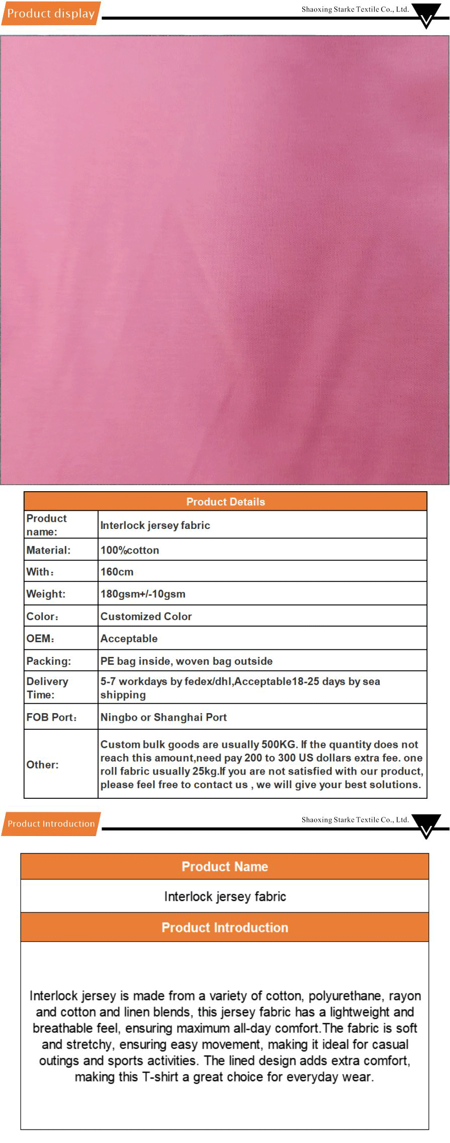 comfortable jersey fabric