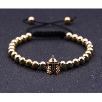 2018 New Fashion Black Knight Helmet Hematite 6MM Round Beads Bracelet For Gift