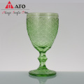 Embossed Design Goblet Vintage Colored Red Wine Glas