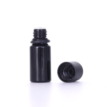 Black Round Glass Bottle With Smooth Child-resistant Caps