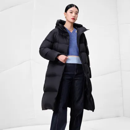 Hooded Cotton Coat: Women's Goose Duck Down Puffer Jacket for Winter