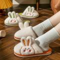 Orange rabbit children live plush slippers at home