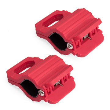 Red Plastic Tie-Down Clamp for Motorcycle Handle Bar and Trailer Transport