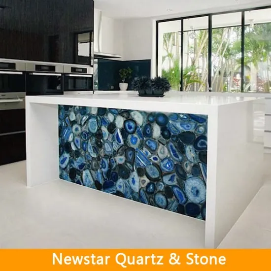 Blue Agate Stone Table Top Semi Precious Slab